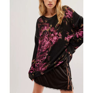 Free People 'Wallflower' Black Cashmere Tunic Top Size S